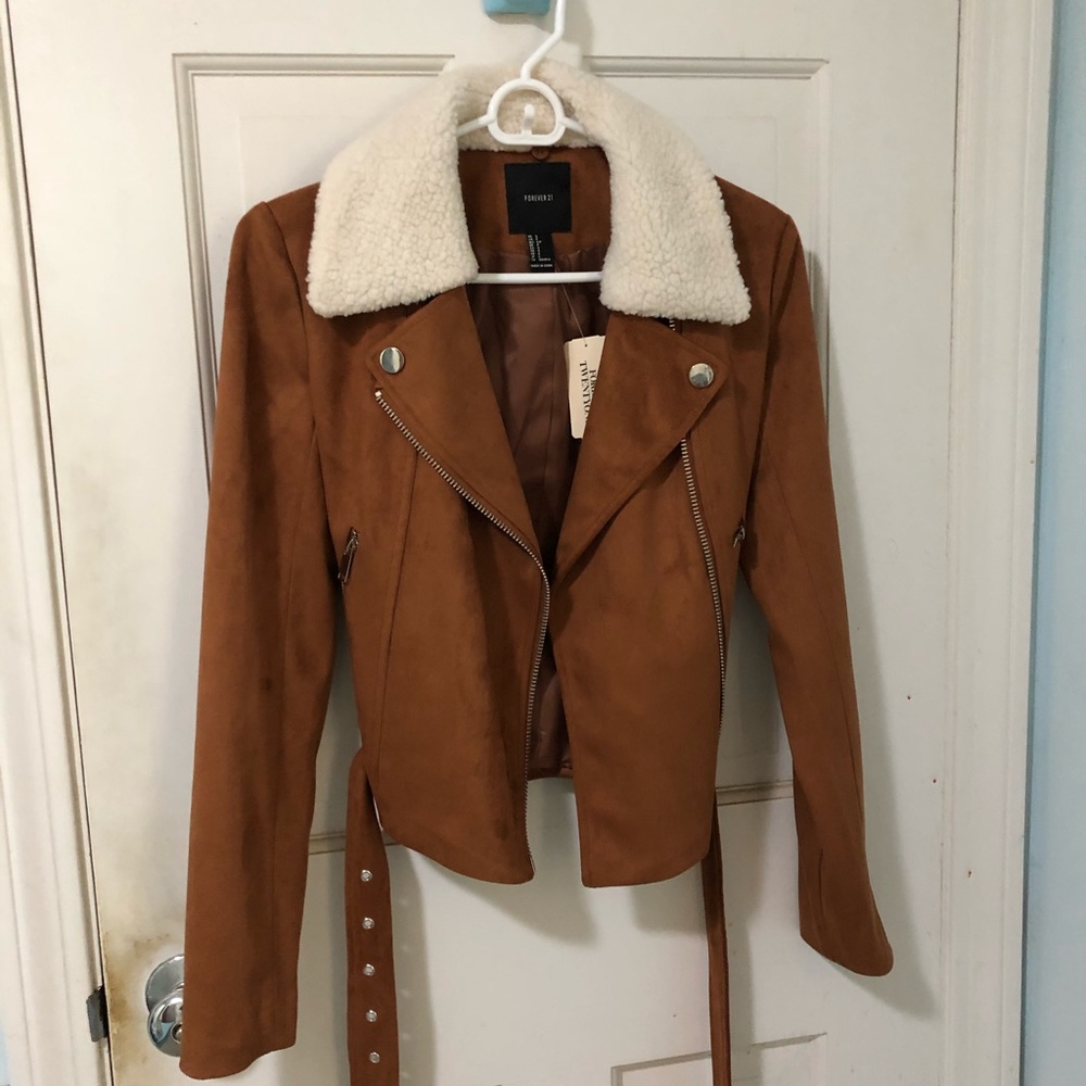 Forever 21 Brown Faux Suede Jacket NWT